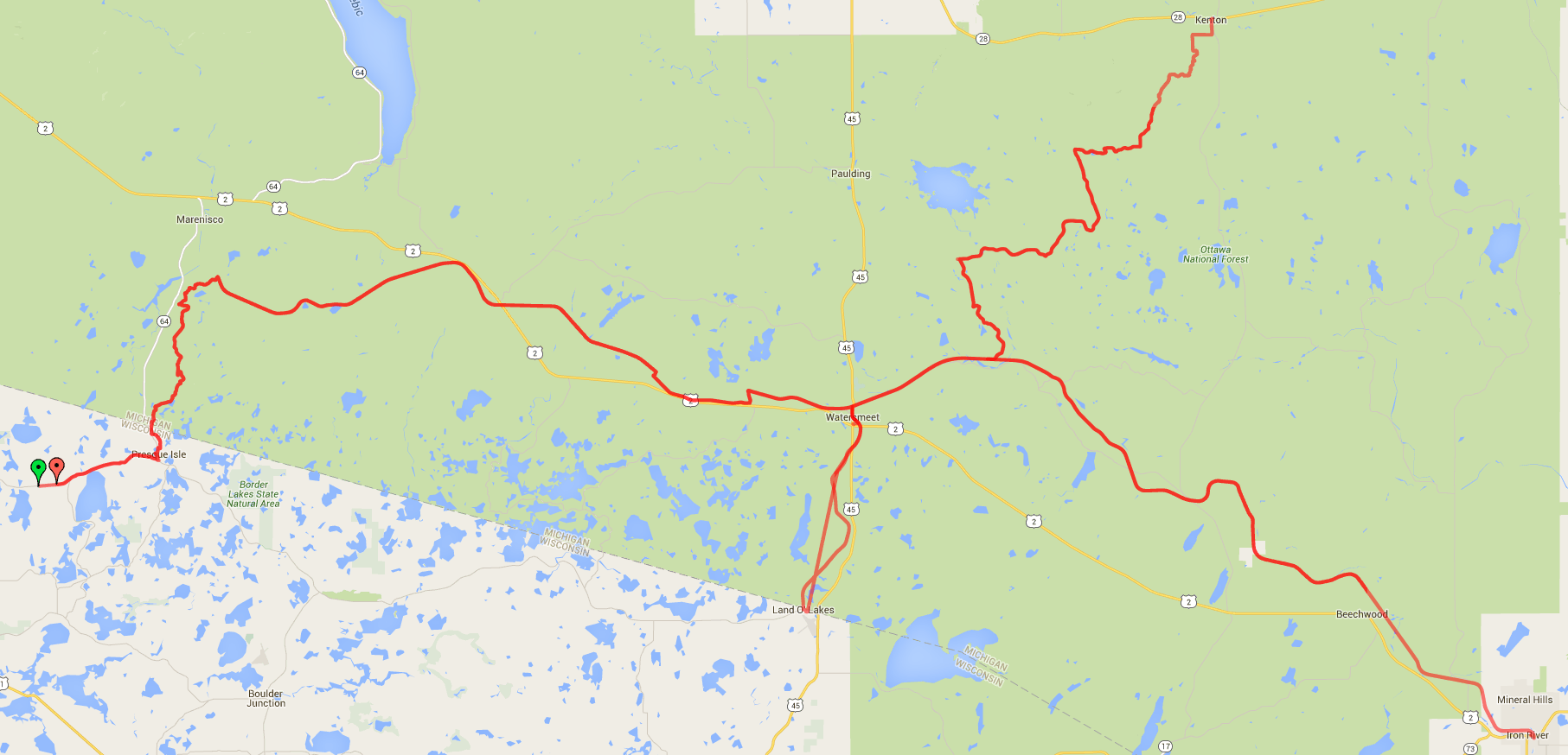 Snowmobiling Presque Isle WI to Watersmeet MI to Land O Lakes WI to