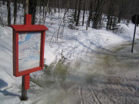 Slushy snowmobile trail